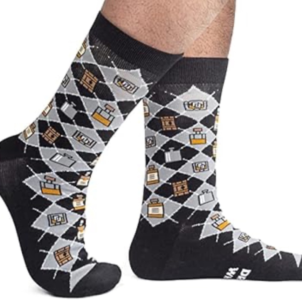 Lavley Black and Gray Geometric looking whiskey Men's Socks